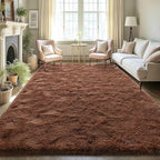 LOCHAS Ultra Soft Indoor Modern Area Rugs Fluffy Living Room Carpets for Children Bedroom Home Decor Nursery Rug 5.3x7.5 Feet, Brown