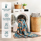 MSGKV Boho Throw Blanket for Bed 60"x80" Cotton Birds Floral Twin Size Couch Blanket Muslin Spring Breathable All Seasons Lightweight Farmhouse Blankets
