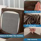 Taque Couch Cover Stretch Velvet Sofa Cushion Cover 2-Piece - Elastic Washable Slipcover for Seat or Backrest, Couch Seat Covers for Sofas (Coffee)