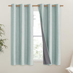 NICETOWN 100% Absolutely Blackout Linen Curtains with Thermal Insulated Liner, Seafoam Green, 42" Wide, 54" Length Energy Saving Curtains for Dining Room 2 Panels Set, Vertical Blinds