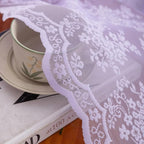 YJ YANJUN Vintage Lace Curtains 63 Inch Length-Victorian Floral Pattern Lavender Sheer Curtain Panels for Living Room Bedroom,Light Filtering, Romantic Girly Drapes 2 Panels 52W x 63L Light Purpel