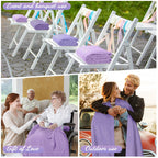 Buryeah 12 Pcs Flannel Throw Blanket Bulk 50 x 60 in Sleepover Blanket Outdoor Wedding Throw Lightweight, Oeko-tex Standard 100 Certified for Sofa Homeless Gifts (Purple Series)