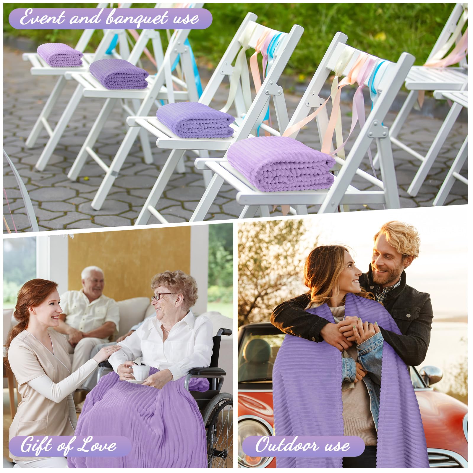 Buryeah 12 Pcs Flannel Throw Blanket Bulk 50 x 60 in Sleepover Blanket Outdoor Wedding Throw Lightweight, Oeko-tex Standard 100 Certified for Sofa Homeless Gifts (Purple Series)