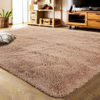 LOCHAS Ultra Soft Indoor Modern Area Rugs Fluffy Living Room Carpets for Children Bedroom Home Decor Nursery Rug Girls 6x9 Feet, Light Tan