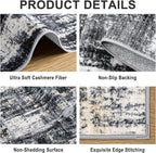 PLHXFR Area Rug Living Room: 4x6 Abstract Washable Carpet Black Gold