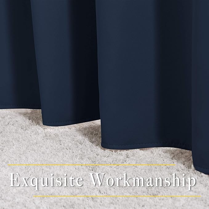 NICETOWN Room Darkening Curtains Blackout 36 inch Curtains for Kitchen, Navy Blue Grommet Solid Window Treatments Sound Reducing for Bedroom, 2 Panels, W37 x L36, 2 Panels