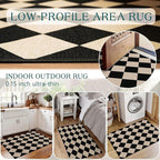 Front Door Mat Outside Entrance - 2x3 Black Tan Non-Slip Washable Doormat Indoor Outdoor Mat Entry Rug Geometric Diamond Small Throw Rugs for Entryway Kitchen Front Porch Decor