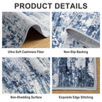 PLHXFR Area Rug Living Room: 4x6 Abstract Washable Carpet Blue Gray