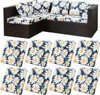 8Pcs Stretch Patio Cushion Covers,Outdoor Couch Covers Replacement,Outdoor Couch & Sofa Slipcovers,for Patio Furniture Cushion Covers,Washable Reusable urniture Protector(Chrysanthemum,8PCS)