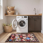 2x5 Entryway Runner Rugs, Non Slip Washable Rugs with Rubber Backing Soft Floral Carpet Runner for Kitchen, Laundry, Bedroom, Bathroom(2 x 5, Black/Brown)