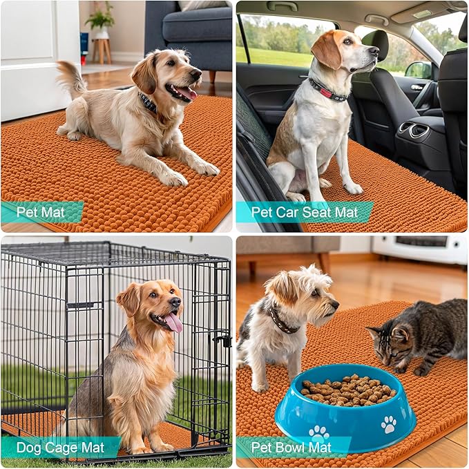 OLANLY Dog Door Mat for Muddy Paws 70x24, Super Absorbent Chenille Mud Mat