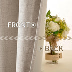 MIULEE 100% Blackout Linen Curtains for Bedroom 52x90 Inches Taupe