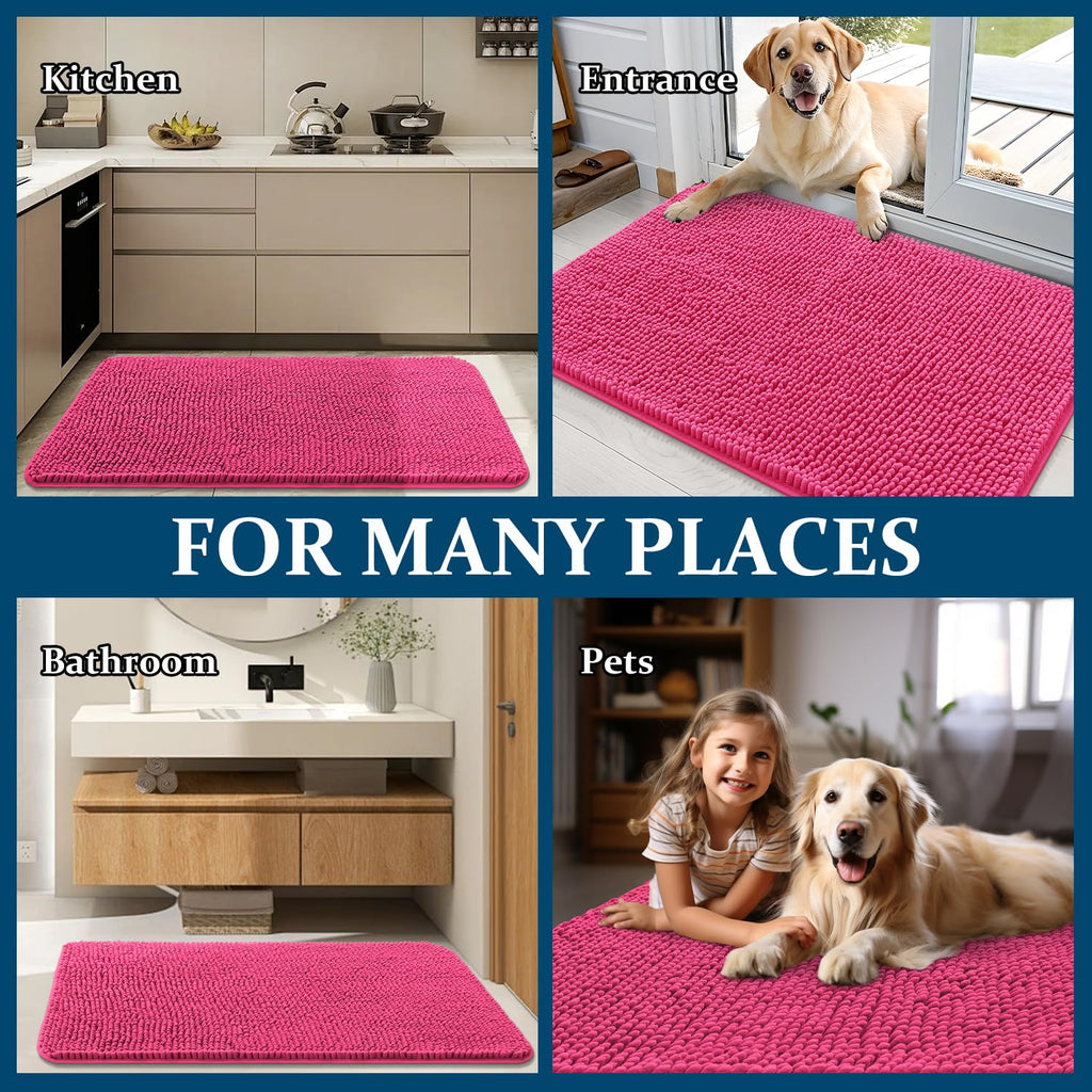 OLANLY Dog Door Mat for Muddy Paws 59x20, Super Absorbent Chenille Mud Mat
