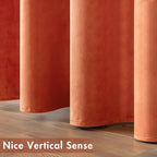 MIULEE Fall Orange Velvet Curtains Terracotta 52 x 90 Inch Length Set of 2