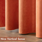 MIULEE Fall Orange Velvet Curtains Terracotta 52 x 84 Inch Length Set of 2