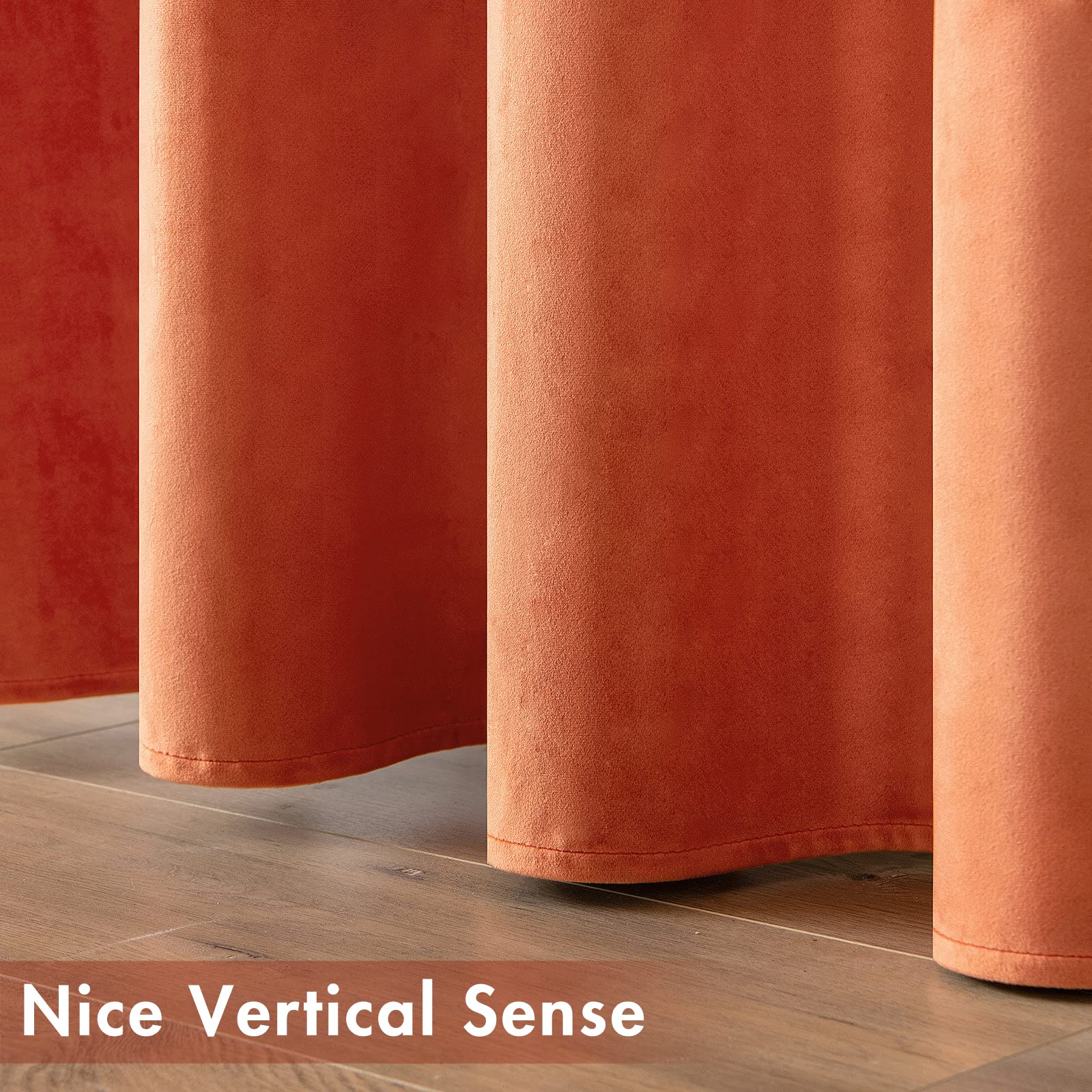 MIULEE Fall Orange Velvet Curtains Terracotta 52 x 84 Inch Length Set of 2