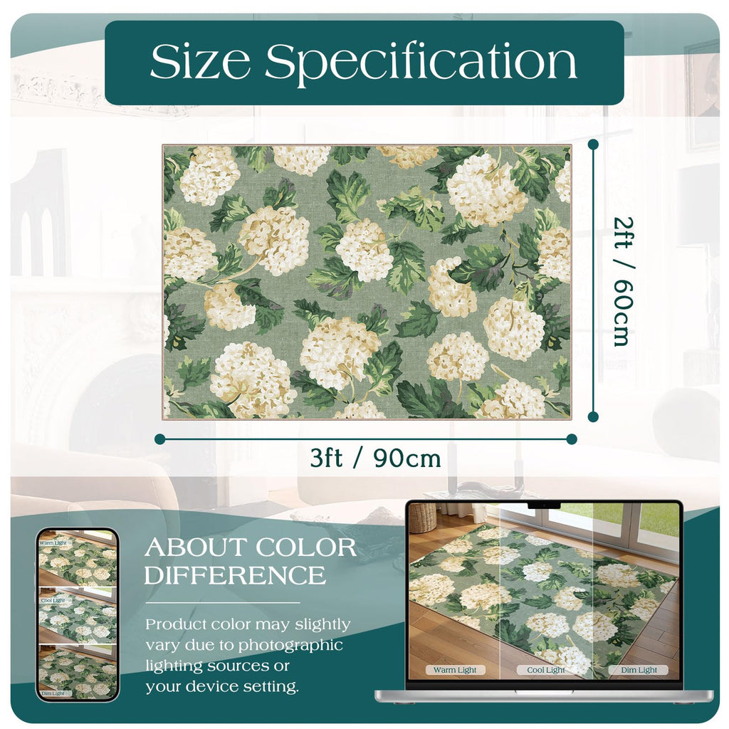 Othilic Front Door Mat Outside Entrance - 2x3 Sage Green Floral Entry Rug