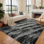 9x12 Ft Extra Large Shag Rugs for Living Room, Ultra Soft Fluffy Furry Area Rugs for Bedroom Indoor Floor, Aesthetic Carpet for Kids Home Decor (Black)