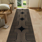 Lahome Enfys Modern Geometric Black Runner Rug, 2x8 Indoor Outdoor Hallway Kitchen Runner Rug with Rubber Backing, Farmhouse Washable Non Slip Non Shedding Floor Carpet for Bedroom Entry Patio