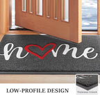 BeneathYourFeet Door Mat, Welcome Mat Low Profile Floor Mat Front Doormat Indoor and Outdoor Doormat Non Slip Rugs for Entryway, Patio, High Traffic Areas (32"x20", Grey-Home)