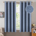 MIULEE 100% Blackout Linen Curtains for Bedroom 52x54 Inches Stone Blue