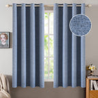 MIULEE 100% Blackout Linen Curtains for Bedroom 52x54 Inches Stone Blue