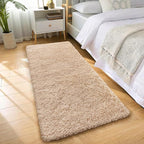 OLANLY 2x7 Machine Washable Runner Rugs for Hallway, Soft Fluffy Shaggy Bedside Rugs for Bedroom, Living Room, Indoor Floor Carpet for Kids Girls and Boys, Nursery Rooms, Home Decor Aesthetic, Beige