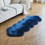 duduta Navy Blue Faux Sheepskin Runner Rugs 2x6 ft, Fluffy Shag Bedroom Bedside Rug Fur Couch Sofa Covers Washable