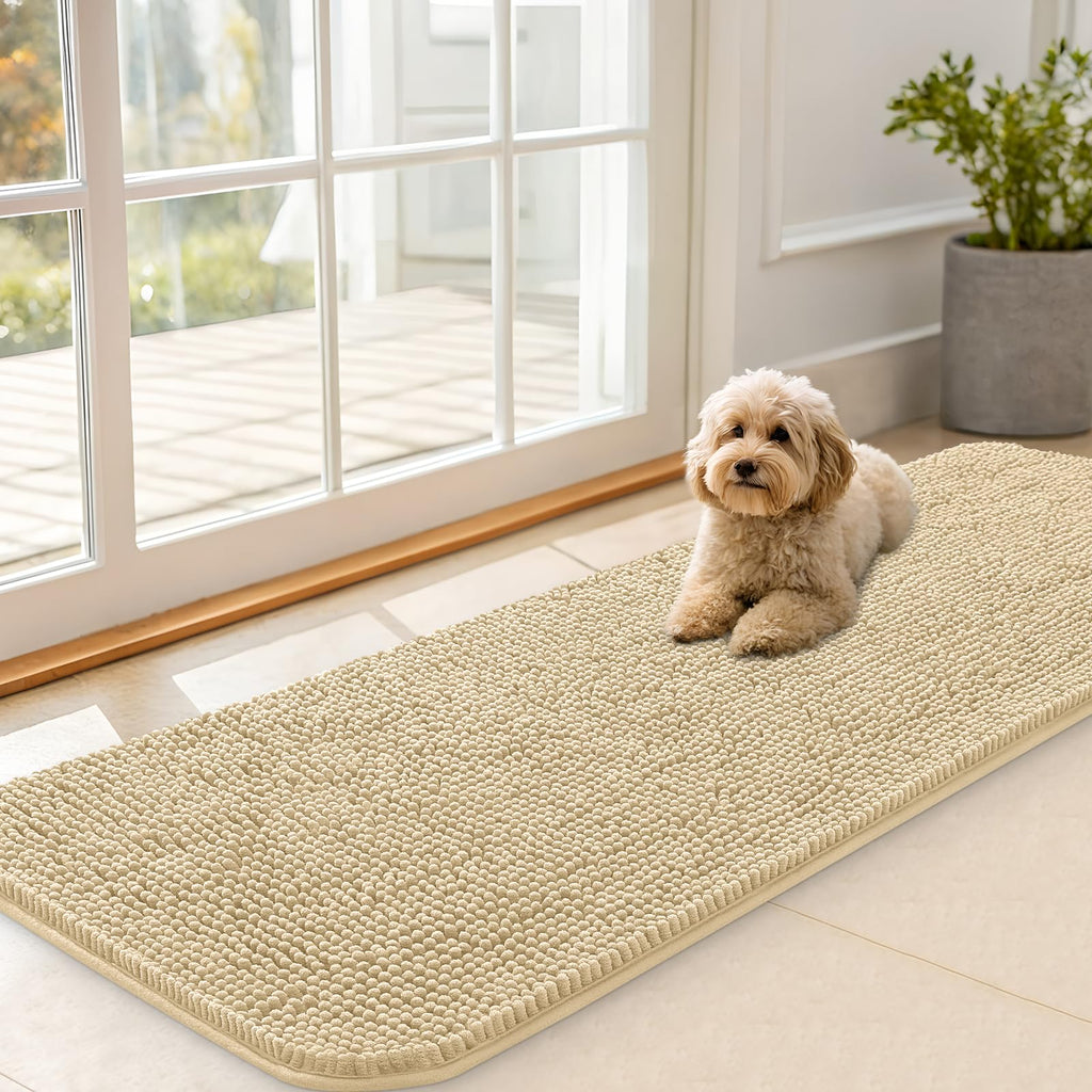 OLANLY Dog Door Mat for Muddy Paws 59x20, Super Absorbent Chenille Mud Mat