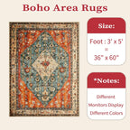 SERISSA 3x5 Washable Non Slip Boho Area Rug for Bedroom