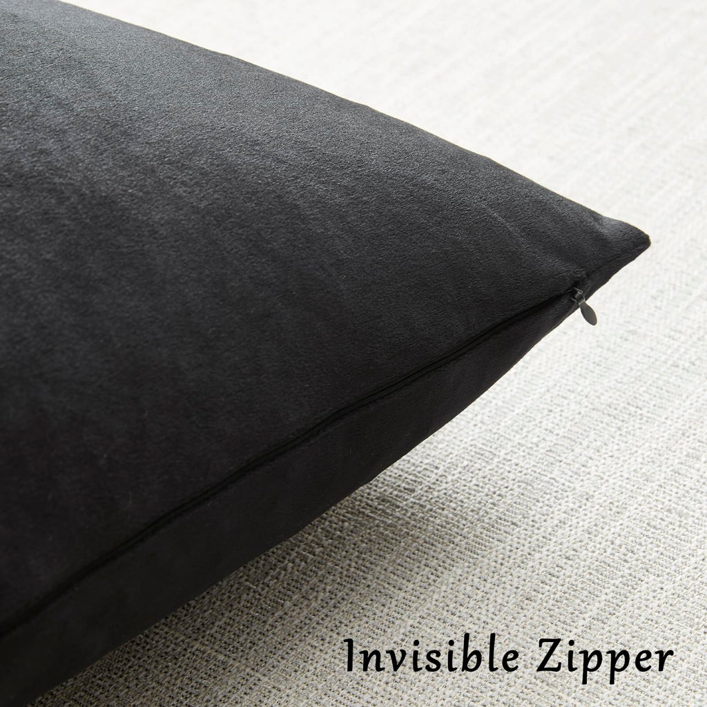 GIGIZAZA Black Velvet Pillow Covers 16x16 Decorative Pillows Pack of 2