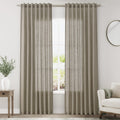 Mocha Linen Curtains 84 Inches Long for Bedroom Back Tab Light Filtering Privacy Semi Sheer Curtains Modern Farmhouse Decor Mocha Cotton Textured Curtain for Living Room 2 Panels Set 52x84 Inch