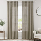 Mocha Linen Curtains 84 Inches Long for Bedroom Back Tab Light Filtering Privacy Semi Sheer Curtains Modern Farmhouse Decor Mocha Cotton Textured Curtain for Living Room 2 Panels Set 52x84 Inch