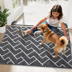 OLANLY Front Door Mat, Non-Slip Rubber Backing, Dirt Resistant and Absorbent, Washable, Easy to Clean Low-Profile Indoor Doormat for Back Door, Entryway, Inside Entrance, 71x47, Black