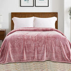 Exclusivo Mezcla Fuzzy Large Fleece Throw Blanket for Couch, Mixed Deep Red
