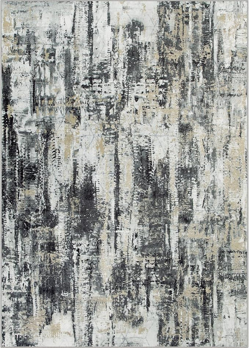 10x14 Area Rugs for Living Room: Washable Abstract Black Grey Gold Carpet