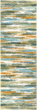 Lansny Modern Abstract Runner Rug 3x8, Green Mustard Multi Washable Kitchen Runner Non-Slip Soft Hallway Rug Runner Thin Print Faux Wool Carpet for Entryway Bedroom Laundry Room Indoor Home Office
