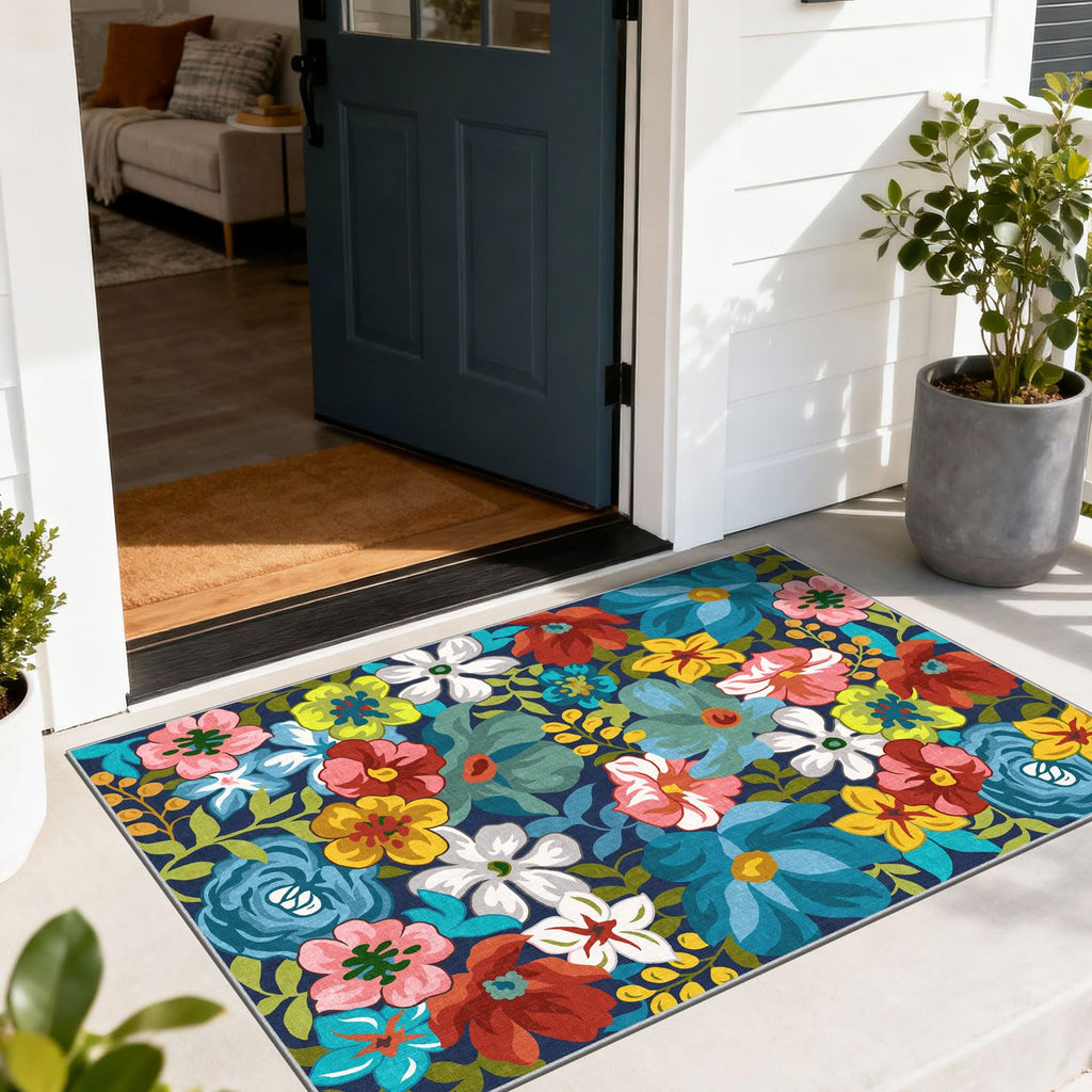 Othilic Floral Outdoor Rug - 28"x43" Front Door Mat Indoor Outside Entrance