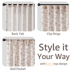 jinchan Floral Linen Curtains for Living Room 84 Inch Length Brown Flower Curtain Rod Pocket Back Tab Farmhouse Curtains with Printed Floral Bedroom Window Curtain Set, 2 Panels Brown