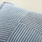 MIULEE Decorative Throw Pillow Covers for Couch Bed Livingroom 18x18 Inch Set of 2 Dustyblue Boho Accent Throw Pllows Broadside Striped Patchwork Soft Corduroy Pillowcases