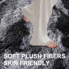 4x6 Ft Shag Rugs for Bedroom Living Room, Tie-Dyed Ultra Soft Fluffy Furry Area Rugs for Indoor Floor, Aesthetic Carpet for Kids Home Decor (Black)