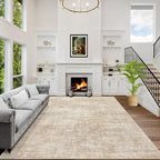 10x14 Area Rugs Washable Rug: Modern Abstract Living Room Rug Soft Anti-Skid Thin Carpet Indoor Floor Non-Shedding Carpets for Bedroom Dining Room Farmhouse Nursery Home Office Beige