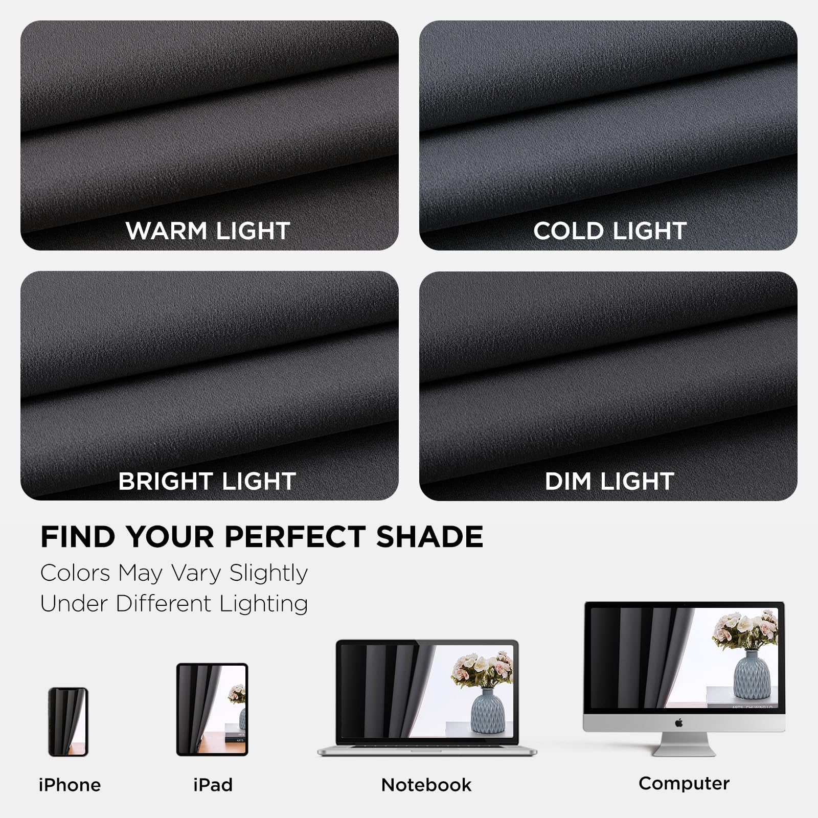 Joydeco Blackout Curtains 90 Inch Length 2 Panels Set, Thermal Insulated Long Curtains& Drapes 2 Burg, Room Darkening Grommet Drapes for Living Room Bedroom Window (W52 x L90 Inch, Dark Grey)