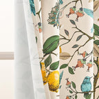 Topfinel Beige Kitchen Tier Curtains 36 Inches Long Botanical Floral Hummingbird Grommet Room Darkening Half Window Drapes for Rv Cafe Basement Bathroom Dinning Room 2 Panels