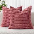 MIULEE Corduroy Decorative Throw Pillow Covers 20x20 Crimson Pack of 2