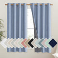 NICETOWN Stone Blue Vintage Linen 100% Blackout Curtains for Living Room, Thermal Insulated Curtains 45" Long, Noise Reducing Window Treatment Drapes for Hall Room, 52" Wide Per Panel, Set of 2