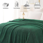 Whale Flotilla Extra Large Fuzzy Fleece Throw Blanket for Couch, 50x70 Inch Fluffy Warm Soft Jacquard Blankets for All Season, Lightweight and Cozy, Emerald Green