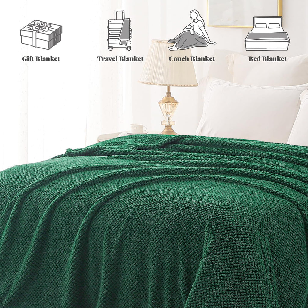 Whale Flotilla Soft Fleece King Size Bed Blanket, Emerald Green