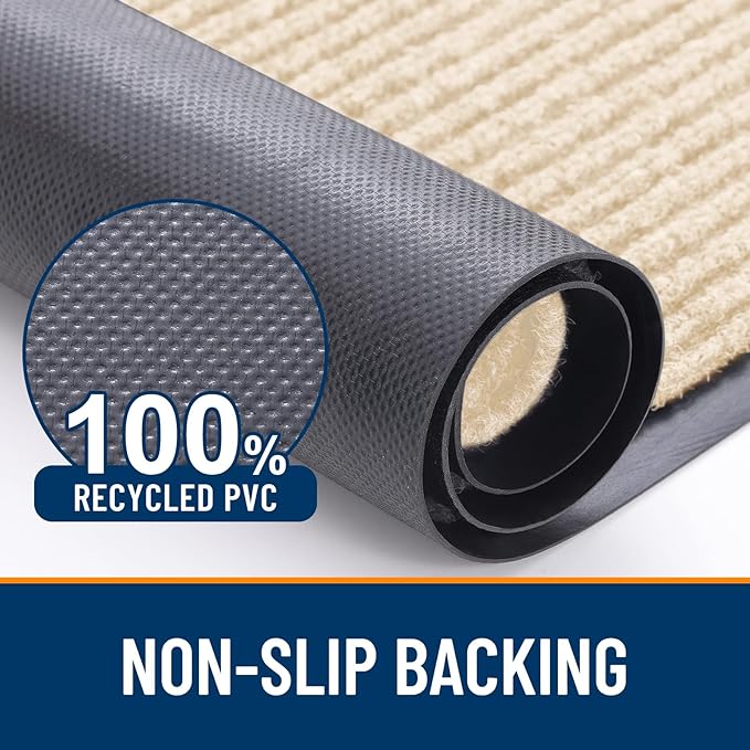 OLANLY Front Door Mat Indoor Outdoor Entrance, 2-Pack 47 x 32 Inch, Waterproof Heavy Duty Doormat, Fade Resistant, Low Profile, Easy Clean Patio Porch Welcome Floor Mats for Entry, Beige