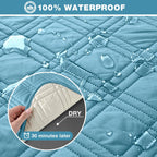 TAOCOCO 100% Waterproof Recliner Sofa Covers 3 Seater Split Couch Covers for 3 Cushion Reclining Couch with Straps, Non Slip Reclining Sofa Covers Furniture Protector for Kids Pets(3 Seater, Sky Blue)